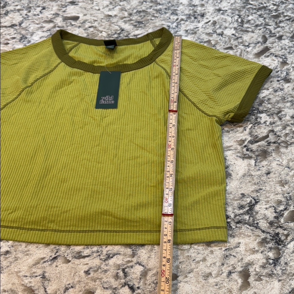Wild Fable | Ribbed Ringer Baby Tee in Green Size L Large - Picture 6 of 10
